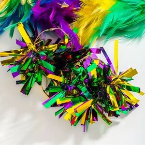 Green and Yellow Decorative Pom Poms for Festive Events